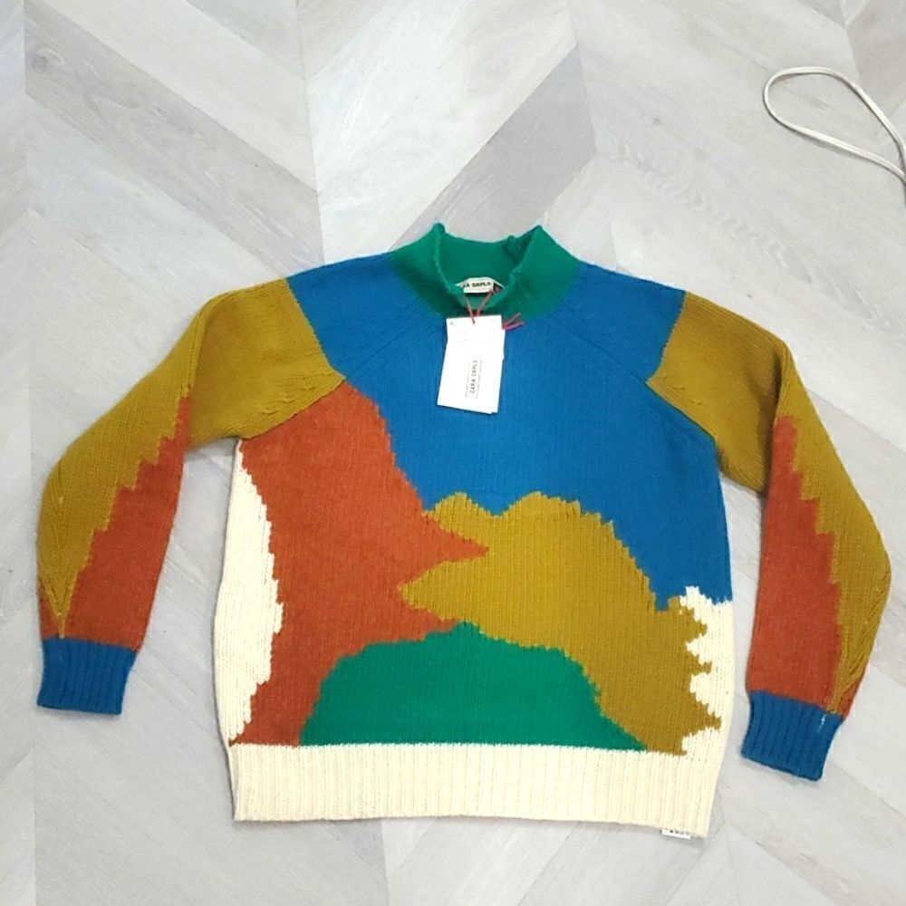 Zara Kids, Unisex Wool Blend, Color Block Sweater,NWT, Size 12-13 yrs